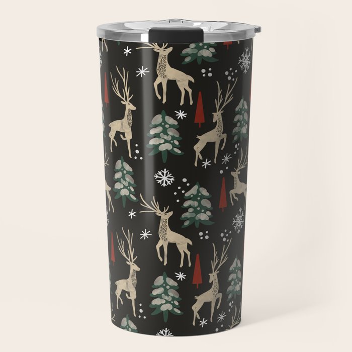 Deer in the snowy night Travel Mug Gallery Image 1