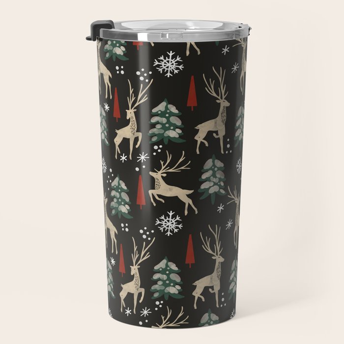 Deer in the snowy night Travel Mug Gallery Image 3