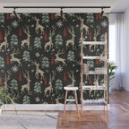 Deer in the snowy night Wall Mural Gallery Image 1