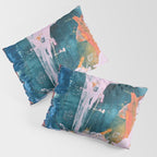 The Sword in the Stone: a vibrant abstract painting in blues pink and yellow by Alyssa Hamilton Art  Pillow Sham Gallery Image 3
