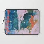 The Sword in the Stone: a vibrant abstract painting in blues pink and yellow by Alyssa Hamilton Art  Laptop Sleeve Gallery Image 1
