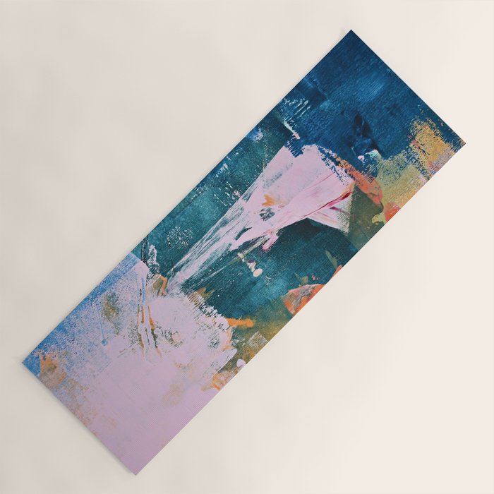 The Sword in the Stone: a vibrant abstract painting in blues pink and yellow by Alyssa Hamilton Art  Yoga Mat Gallery Image 1