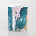 The Sword in the Stone: a vibrant abstract painting in blues pink and yellow by Alyssa Hamilton Art  Coffee Mug Gallery Image 4