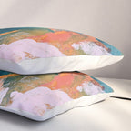 The Sword in the Stone: a vibrant abstract painting in blues pink and yellow by Alyssa Hamilton Art  Pillow Sham Gallery Image 3