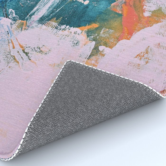 The Sword in the Stone: a vibrant abstract painting in blues pink and yellow by Alyssa Hamilton Art  Rug Gallery Image 4