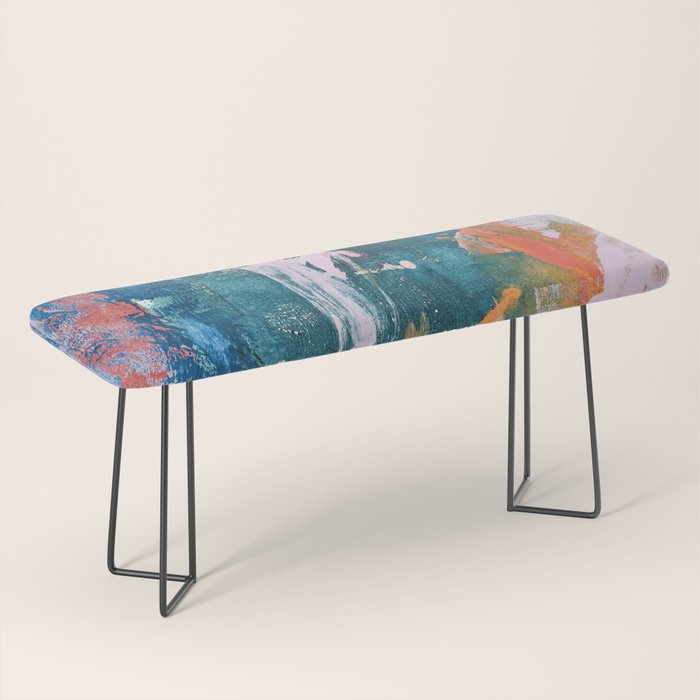 The Sword in the Stone: a vibrant abstract painting in blues pink and yellow by Alyssa Hamilton Art  Bench Gallery Image 1