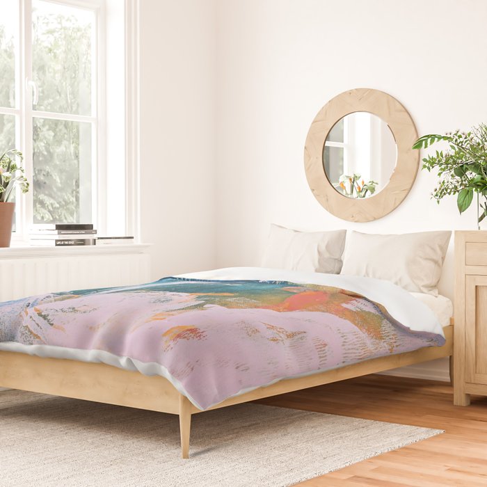 The Sword in the Stone: a vibrant abstract painting in blues pink and yellow by Alyssa Hamilton Art  Duvet Cover Gallery Image 2