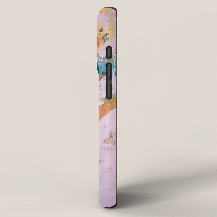 The Sword in the Stone: a vibrant abstract painting in blues pink and yellow by Alyssa Hamilton Art  iPhone Case Gallery Image 2