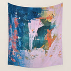The Sword in the Stone: a vibrant abstract painting in blues pink and yellow by Alyssa Hamilton Art  Wall Tapestry Gallery Image 4