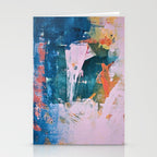 The Sword in the Stone: a vibrant abstract painting in blues pink and yellow by Alyssa Hamilton Art  Stationery Card Gallery Image 2