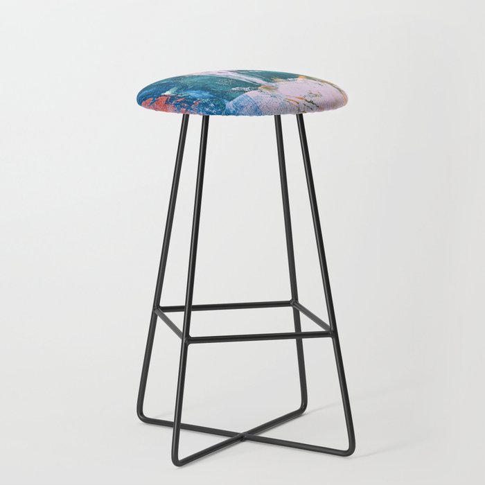 The Sword in the Stone: a vibrant abstract painting in blues pink and yellow by Alyssa Hamilton Art  Stool Gallery Image 1