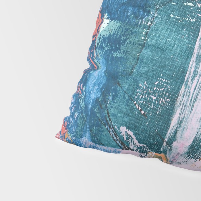 The Sword in the Stone: a vibrant abstract painting in blues pink and yellow by Alyssa Hamilton Art  Pillow Sham Gallery Image 4