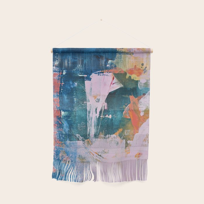 The Sword in the Stone: a vibrant abstract painting in blues pink and yellow by Alyssa Hamilton Art  Wall Hanging Gallery Image 1