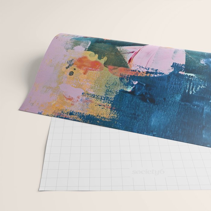 The Sword in the Stone: a vibrant abstract painting in blues pink and yellow by Alyssa Hamilton Art  Wrapping Paper Gallery Image 2