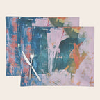 The Sword in the Stone: a vibrant abstract painting in blues pink and yellow by Alyssa Hamilton Art  Placemat Gallery Image 1