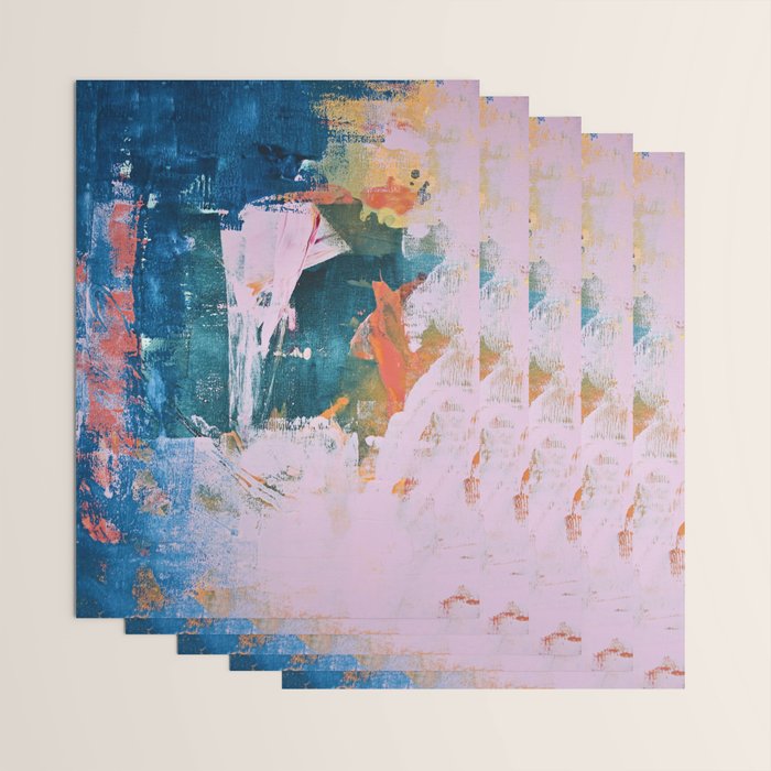 The Sword in the Stone: a vibrant abstract painting in blues pink and yellow by Alyssa Hamilton Art  Wrapping Paper Gallery Image 3