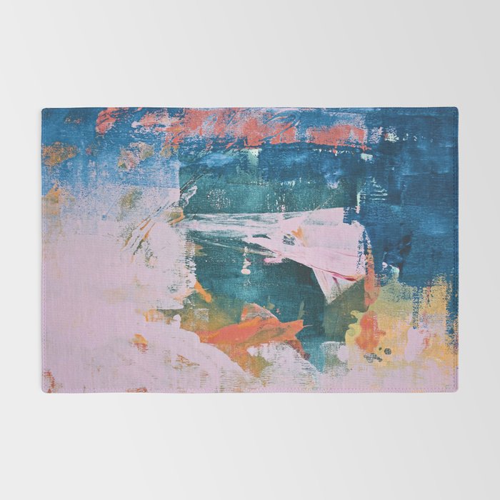 The Sword in the Stone: a vibrant abstract painting in blues pink and yellow by Alyssa Hamilton Art  Rug Gallery Image 2