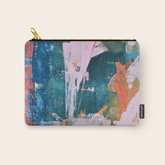 The Sword in the Stone: a vibrant abstract painting in blues pink and yellow by Alyssa Hamilton Art  Carry All Pouch Gallery Image 1