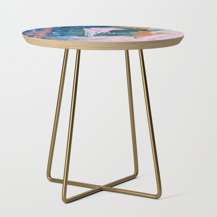 The Sword in the Stone: a vibrant abstract painting in blues pink and yellow by Alyssa Hamilton Art  Side Table Gallery Image 1
