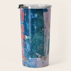 The Sword in the Stone: a vibrant abstract painting in blues pink and yellow by Alyssa Hamilton Art  Travel Mug Gallery Image 3
