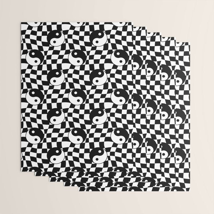 Black and white yin yang checkered pattern Wrapping Paper Gallery Image 3