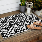 Black and white yin yang checkered pattern Outdoor Rug Gallery Image 2
