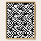 Black and white yin yang checkered pattern Serving Tray Gallery Image 1