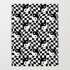 Black and white yin yang checkered pattern Poster Gallery Image 4