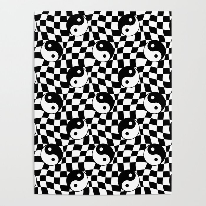 Black and white yin yang checkered pattern Poster Gallery Image 4