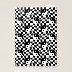 Black and white yin yang checkered pattern Stationery Card Gallery Image 2