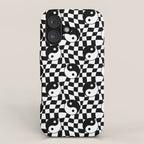 Black and white yin yang checkered pattern iPhone Case Gallery Image 1
