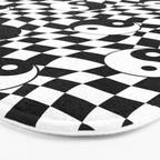 Black and white yin yang checkered pattern Bath Mat Gallery Image 3
