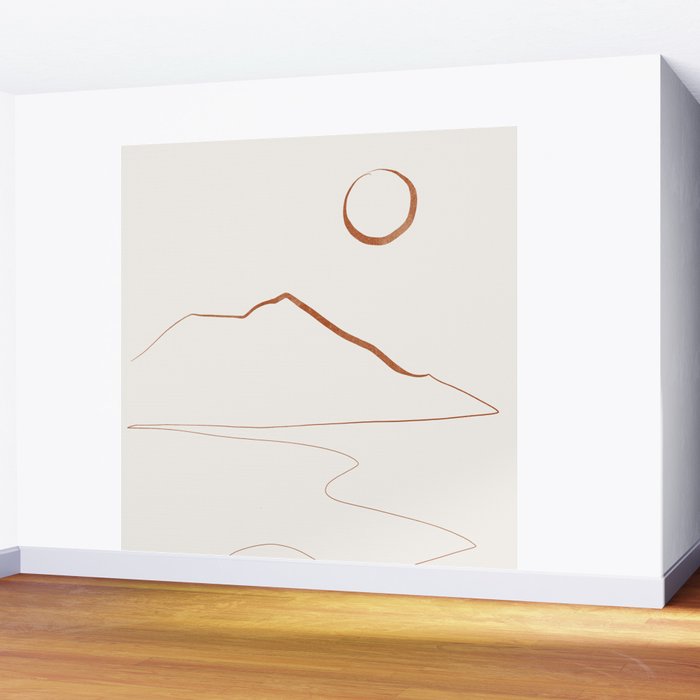 Minimal Line Art Landscape Wall Mural Gallery Image 2