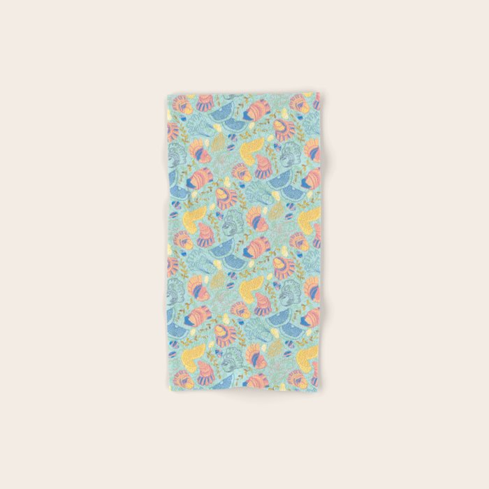 Coastal Oysters on the Beach in Seafoam Green Bath Towel Gallery Image 1