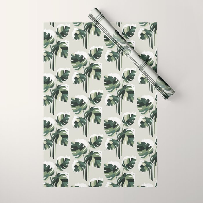 Cat and Plant 11 Pattern Wrapping Paper Gallery Image 1