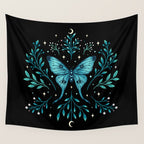 Mystical Luna Moth - Turquoise Wall Tapestry Gallery Image 4
