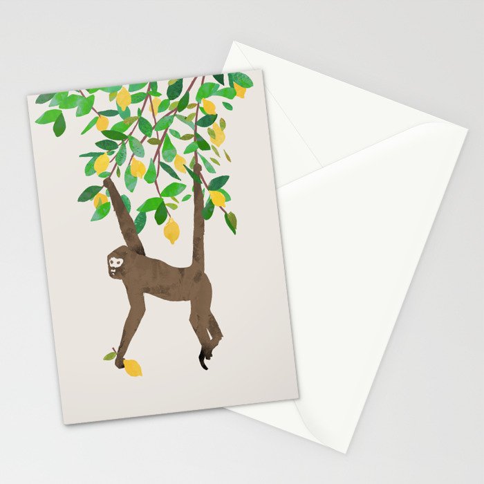 Monkey on lemon tree Stationery Card Gallery Image 2