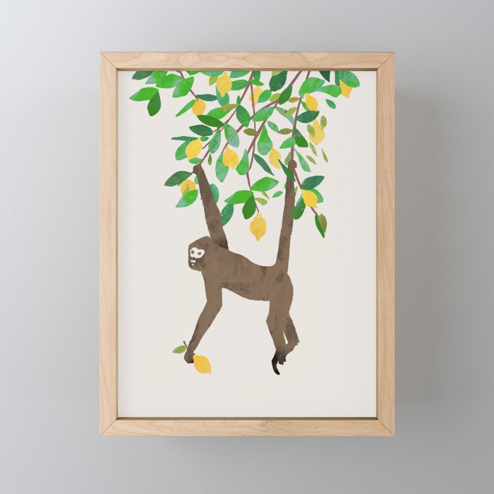 Monkey on lemon tree Mini Art Print Gallery Image 1
