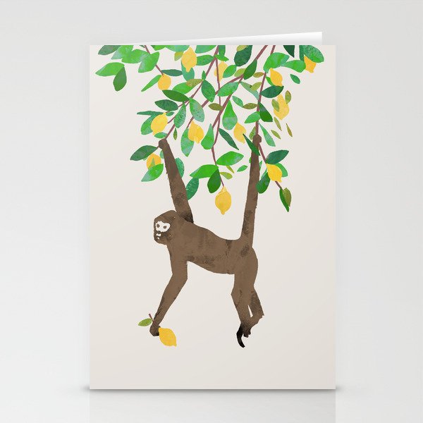 Monkey on lemon tree Stationery Card Gallery Image 2