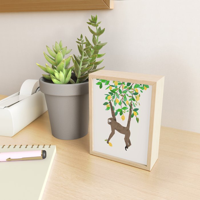 Monkey on lemon tree Mini Art Print Gallery Image 2