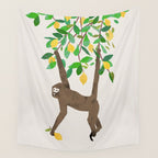 Monkey on lemon tree Wall Tapestry Gallery Image 4