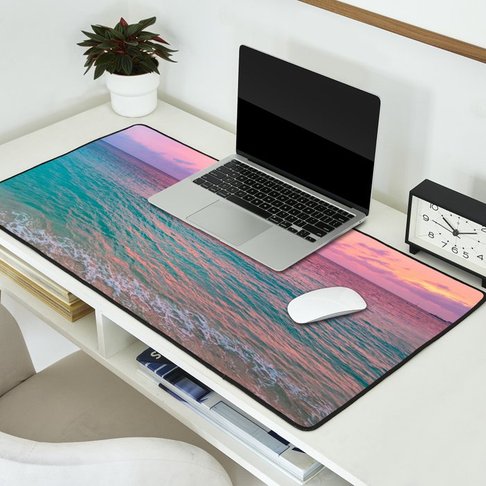 Aerial Photography Beautiful: Turquoise Sunset Relaxing, Peaceful, Coastal Seashore Desk Mat Gallery Image 2