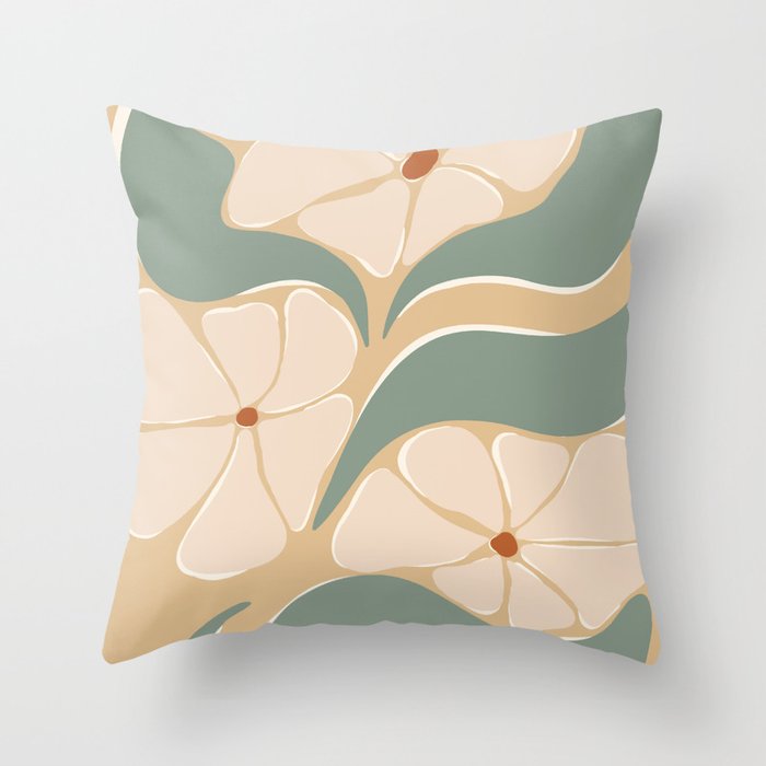 70s big flower botanical land 2 Throw Pillow Gallery Image 6