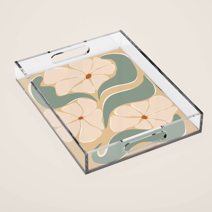 70s big flower botanical land 2 Acrylic Tray Gallery Image 1