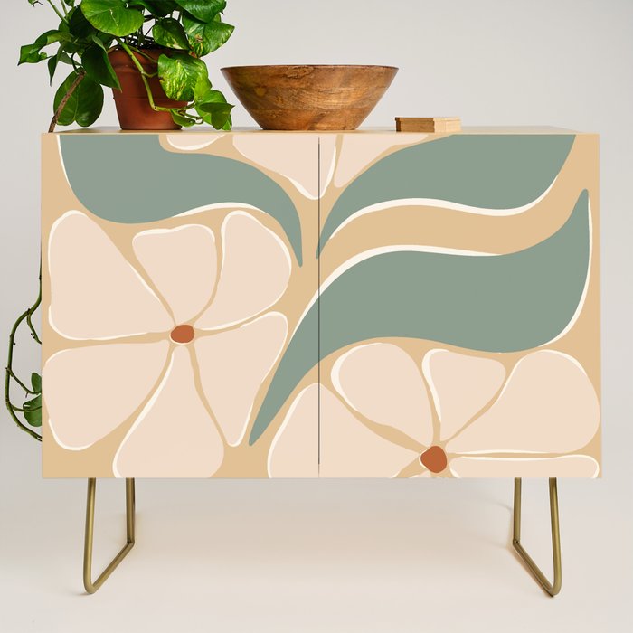 70s big flower botanical land 2 Credenza Gallery Image 1