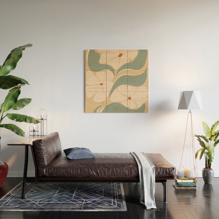 70s big flower botanical land 2 Wood Wall Art Gallery Image 2