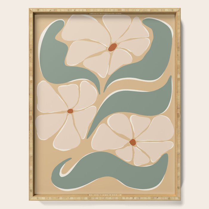 70s big flower botanical land 2 Serving Tray Gallery Image 1