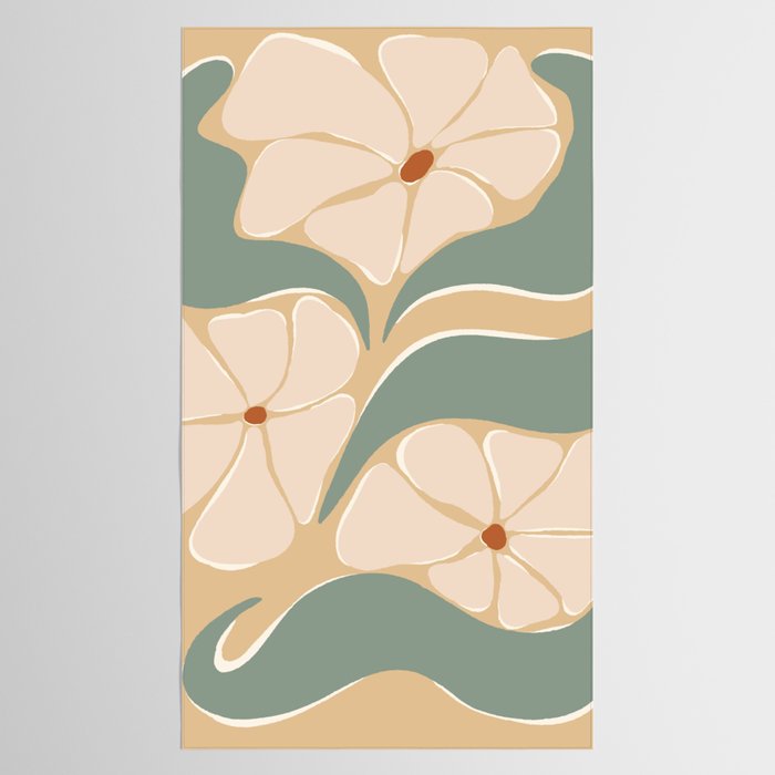 70s big flower botanical land 2 Tablecloth Gallery Image 2