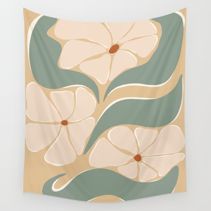 70s big flower botanical land 2 Wall Tapestry Gallery Image 4