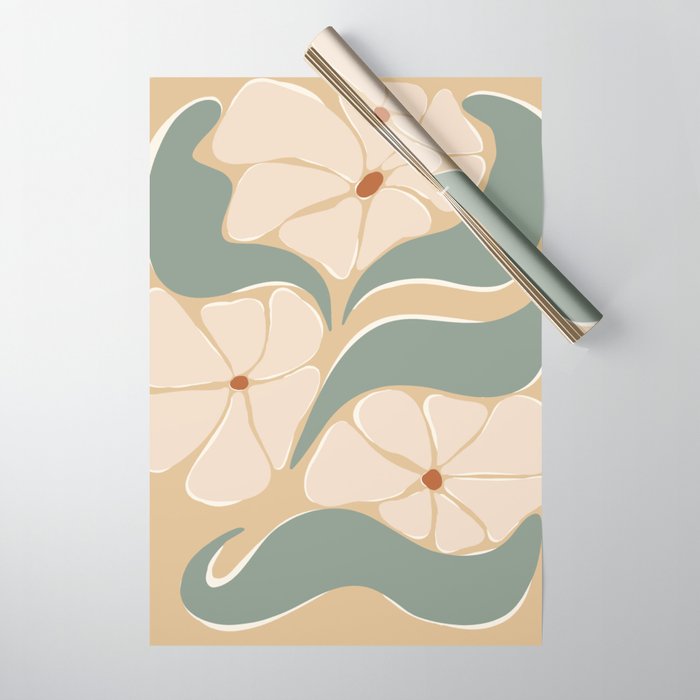 70s big flower botanical land 2 Wrapping Paper Gallery Image 1